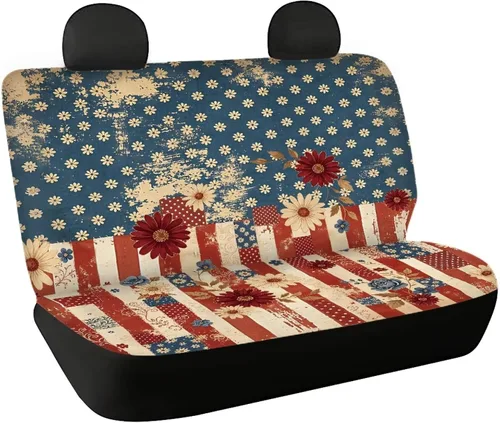 Miniatura 9 de AFPANQZ Funda protectora para asiento trasero de automóvil, con bandera patriótica estadounidense, solo para asiento trasero de automóvil, camión