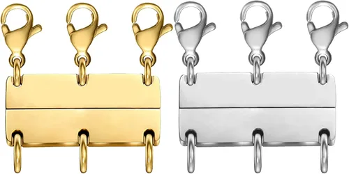 Miniatura 8 de OHINGLT Cierre de collar en capas magnético de oro y plata de 18 quilates separador para capas, múltiples cierres de collar y cierres para mujer