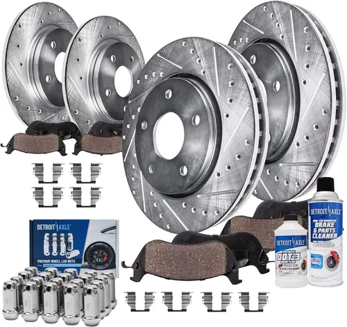 Miniatura 31 de Detroit Axle - Kit de freno delantero para Ford Explorer Mercury Mountaineer 2002-2005 Bujes de rodamiento de rueda perforados y ranurados rotores