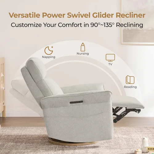 Miniatura 4 de CHITA GREENGARD - Silla reclinable eléctrica, giratoria de triple motor con reposacabezas ajustable y soporte lumbar, certificado GREENGARD Gold