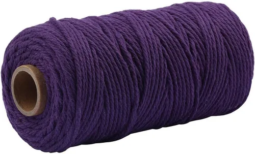 Miniatura 16 de Cuerda de algodón para macramé de 109 yardas de 0.118 pulgadas, 4 hebras trenzadas, cuerda para envolver colgadores de plantas, tejer, suministros