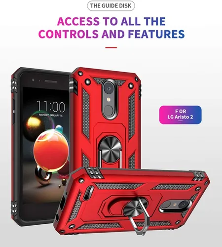 Miniatura 2 de Funda de grado militar para LG Aristo 3, Aristo 2 Aristo 2 Plus/Rebel 4 LTE/Phoenix 4/Zone 4, soporte de metal giratorio con soporte de soporte
