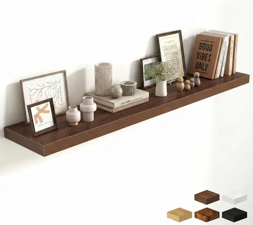 Miniatura 85 de Estantes flotantes de 48 pulgadas para pared, estante de chimenea de 10 pulgadas de profundidad, estantes flotantes de madera para pared, estantes