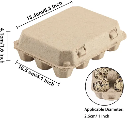 Miniatura 6 de LayHyand 30 cajas de huevos de codorniz, caja de docena de huevos, contenedor de papel de pulpa de color natural en blanco de 3 x 4 pulgadas