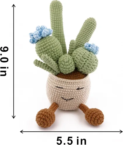Miniatura 2 de Plantas de cactus de ganchillo a mano, plantas suculentas simuladas en macetas con flores tejidas de lana para el día del padre, día de la madre