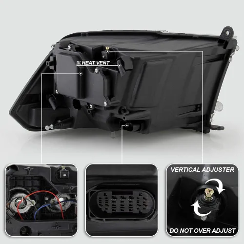 Miniatura 3 de ACANII – Faros delanteros LED negros con señal DRL y doble proyector para Dodge Ram 1500 2500 3500 2009-2018
