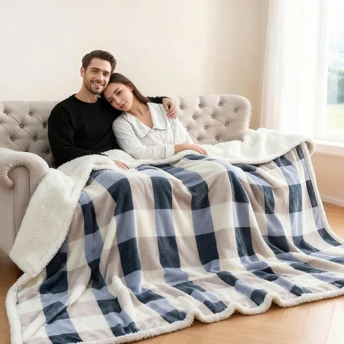 Miniatura 18 de Gracelife Manta de forro polar de sherpa para sofá, manta suave y mullida cálida para mujeres y hombres, manta gruesa y suave para cama individual