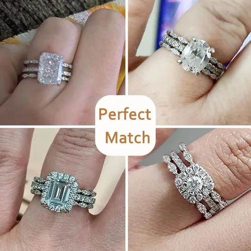 Miniatura 2 de Anillo de boda trenzado de circonita cúbica para mujer, anillo de compromiso apilable de plata de ley 925 blanca, talla 4-12