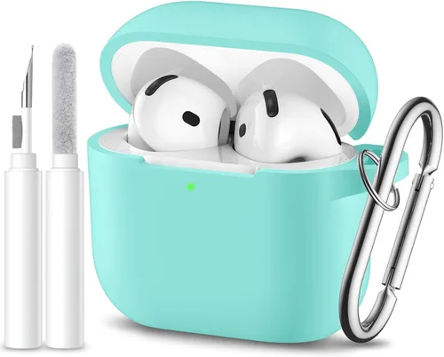 Miniatura 20 de Funda protectora completa de silicona suave para AirPods 4 con llavero y kit de limpieza, compatible con Apple Airpods 4 para mujeres y hombres