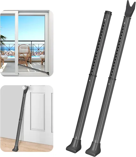 Miniatura 10 de AceMining Barra de seguridad para puerta mejorada y barra de patio deslizante, topes resistentes ajustables para el hogar, apartamento, viajes Blanco