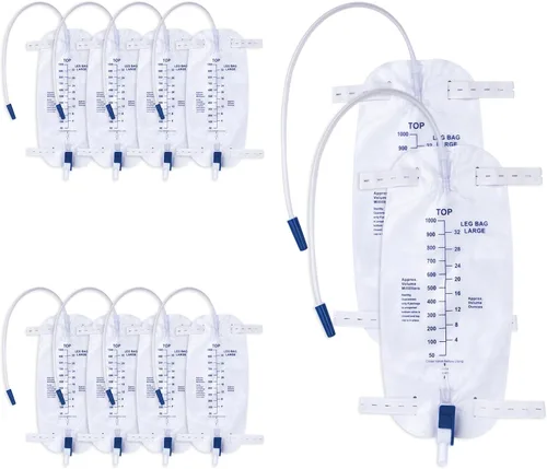 Miniatura 13 de Bolsas de pierna para catéter de 1000ml, bolsa de drenaje urinario para hombres y mujeres con válvula anti reflujo, tubos de 18 pulgadas y correas