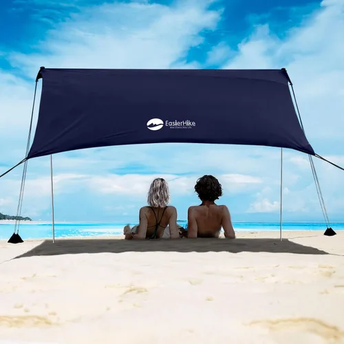 EasierHike Tienda de campaña para playa, 7 × 7.15 pies, toldo de playa portátil fácil de desplegar, refugio de protección solar UPF50+, resistente