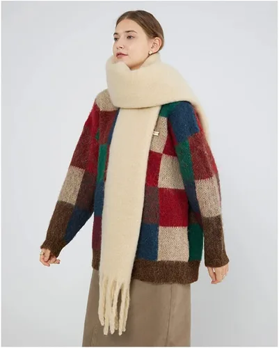 Miniatura 59 de Bufanda grande y gruesa de gran tamaño, esponjosas, de lana grande, gruesa, cálida para invierno