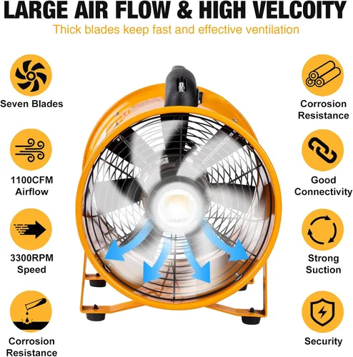 Miniatura 5 de MOUNTO Ventilador cilíndrico resistente COMBO con manguera de vinilo de 25 pies (8 pulgadas)
