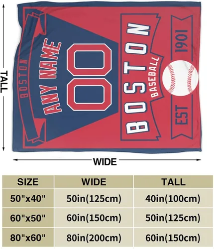 Miniatura 2 de Manta personalizada para fanáticos de la cama, regalo de béisbol, ciudad, invierno, verano, manta de forro polar con nombre y número personalizados