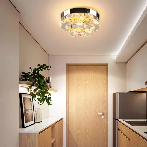Miniatura 3 de Mini candelabro LED de cristal para techo, 2 capas, lámpara de techo empotrada, moderna iluminación para pasillo, escalera, cocina, baño