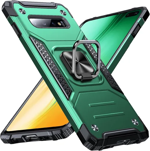Miniatura 23 de Anqrp Funda para Galaxy S22 Ultra, Funda Protectora de Teléfono de Grado Militar con Soporte Plegable de Anillo de Metal Giratorio