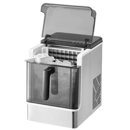 VEVOR Máquina de hielo para encimera, 32 cubos listos en 15 minutos, 46 libras en 24 horas, máquina de hielo portátil autolimpiante con conveniente