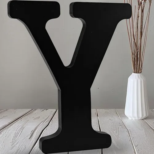 Miniatura 31 de AOCEAN Letras de madera negra de 12 pulgadas, letras de madera sin terminar para Halloween, letras decorativas de pie, tablero de señalización