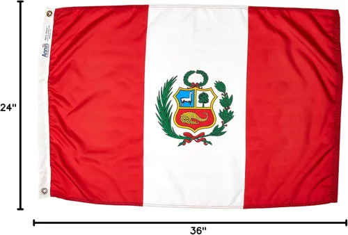 Miniatura 4 de Annin Flagmakers Bandera de Perú fabricada en Estados Unidos según las especificaciones oficiales de diseño de las Naciones Unidas, 2 x 3 pies