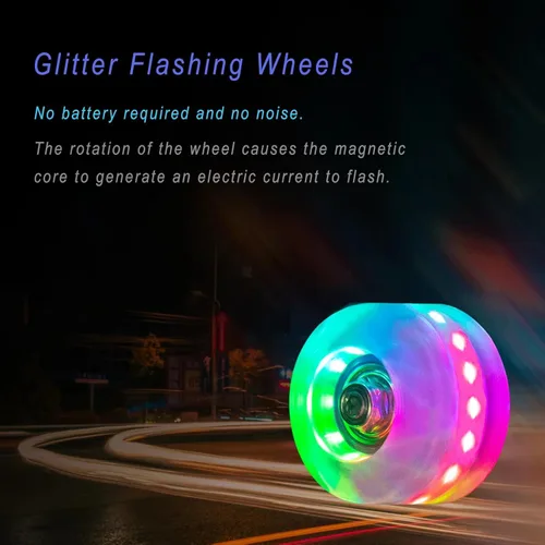 Miniatura 2 de Nattork Paquete de 8 ruedas de patinaje con luz de 82A de 2.126 x 1.260 in con rodamientos instalados luminosos cuádruples, accesorios de patinaje