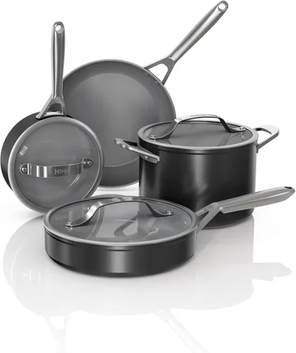 Miniatura 15 de Ninja Ceramic Pro Juego de utensilios de cocina de 11 piezas, juego de ollas y sartenes antiadherentes con tapas de vidrio, sin tóxicos, sin PTFE