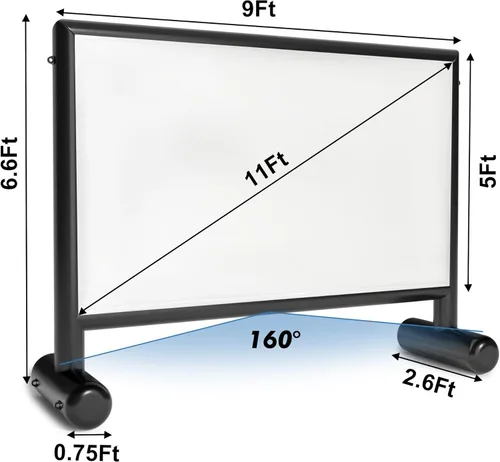 Miniatura 3 de Pantalla de proyector inflable, pantalla de cine inflable de PVC de 11 pies, diseño hermético al aire libre con bomba de aire de 600 W