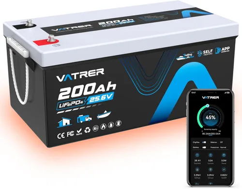 Miniatura 15 de Batería LiFePO4 de litio de 12 V 300 Ah con monitoreo de aplicación, batería de arranque recargable BMS de 200 A, protección de temperatura