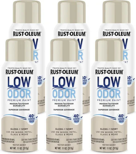 Miniatura 68 de Rust-Oleum Pintura en aerosol prémium de bajo olor, 11 onzas, concha marina brillante, paquete de 6 Seashell