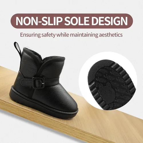 Miniatura 7 de Apawwa Botas de nieve para niñas y niños, con forro de piel, cálidas, impermeables, botas de invierno elegantes para niños