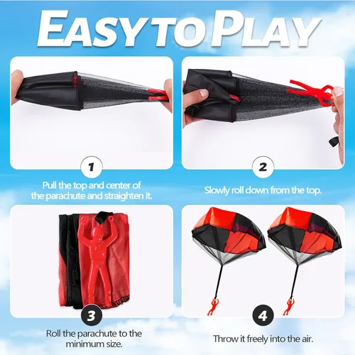 Miniatura 4 de OJYUDD Paquete de 10 paracaídas para niños, figuras sin enredos, paracaídas, juguetes voladores para niños y niñas, para interiores y exteriores