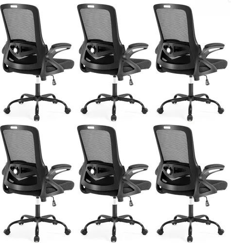 Miniatura 15 de Silla de oficina ergonómica, silla de escritorio con soporte lumbar ajustable, sillas de computadora cómodas de malla transpirable con reposabrazos