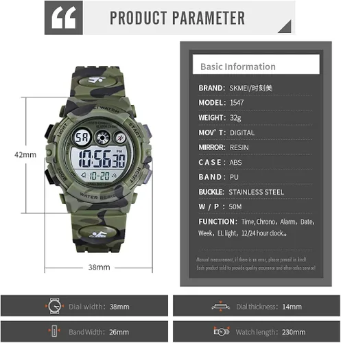 Miniatura 7 de CakCity Kids Watches Digital Sport Watches for Boys Girls Outdoor Waterproof Watches with Alarm Stopwatch Military Child Wrist Watch Ages 5-10