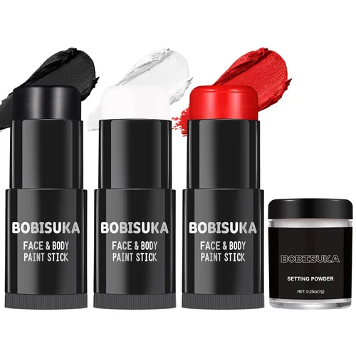 Miniatura 16 de BOBISUKA Palo de pintura facial dorada, impermeable, metálico, dorado, de cuerpo completo, kit de pintura mezclable para Halloween, maquillaje SFX