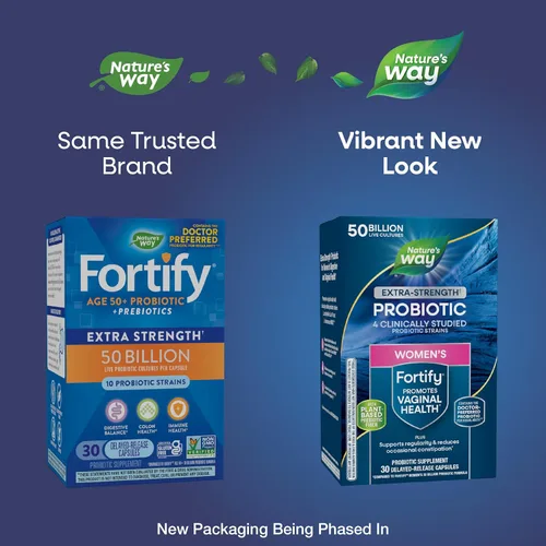 Miniatura 2 de Nature's Way Cultivos probióticos 50B Fortify Extra Strength(1) para mujeres, apoya la salud digestiva, vaginal e inmunológica*, fibra prebiótica a