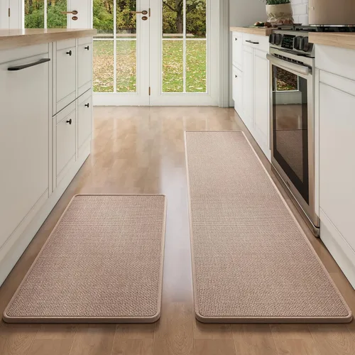 Miniatura 67 de YDKGL Tapetes de cocina para piso, alfombras de cocina súper absorbentes, antideslizantes, lavables, de lino sintético suave trenzado, alfombra