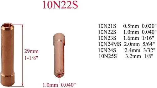 Miniatura 3 de RIVERWELD TIG Stubby Lente de gas y pinzas cuerpo 17GL020 17CB20 Copa de vidrio #10 5/8 "Surtido Tamaño Kit WP 17 18 26 Antorcha de soldadura TIG