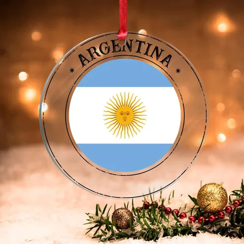 Miniatura 13 de Bandera de Andorra, adorno colgante de Navidad, bandera nacional, decoraciones de Navidad, adornos acrílicos, colgante para árbol de Navidad