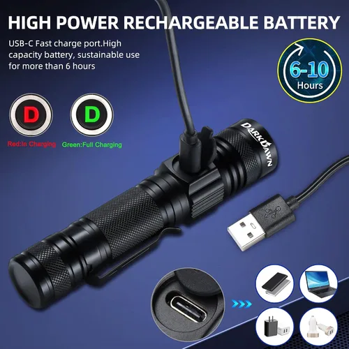 Miniatura 4 de DARKDAWN Linterna de luz UV 395nm recargable por USB, ultravioleta, LED, portátil, lámpara de madera, luz negra para detección de orina de gato, UV