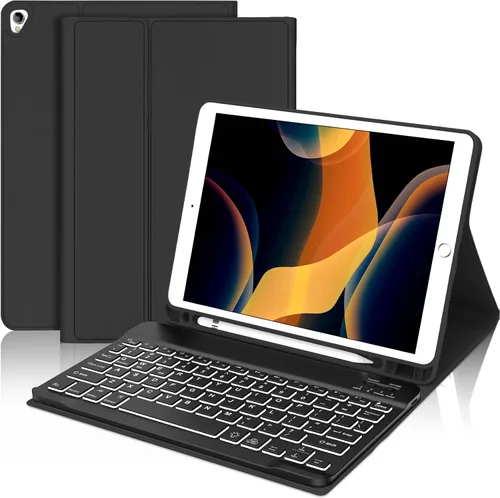 Miniatura 11 de Funda con teclado táctil para iPad de 9ª/8ª/7ª generación de 10.2 pulgadas, Pro 10.5, Air 3ª generación, funda inteligente con soporte para lápices