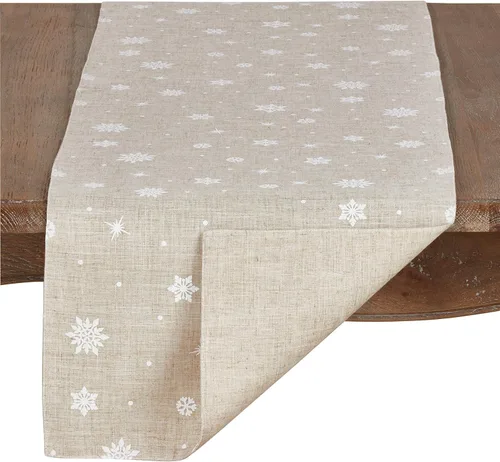Miniatura 2 de Saro Lifestyle Camino de mesa con diseño de copo de nieve, natural, 16 x 54 pulgadas