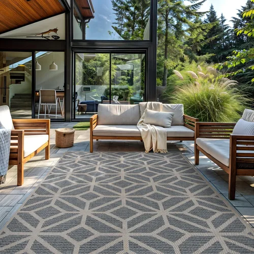 Miniatura 8 de Rugshop Alfombra geométrica contemporánea para interiores y exteriores, lavable para sala de estar, comedor y oficina, 7 pies 10 pulgadas x 10 pies