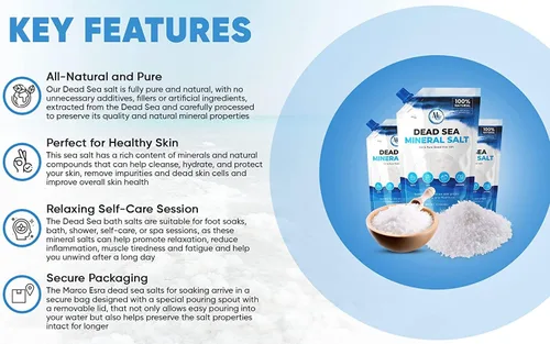 Miniatura 3 de Sal del Mar Muerto – Sales del Mar Muerto para remojo, sal mineral para baño, spa, ducha – Sal de baño pura y natural para remojo de pies, más