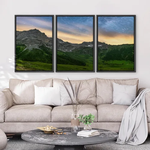 Miniatura 3 de wall26 Lienzo enmarcado para pared, juego de arte de noche estrellada sobre montañas, cielo nocturno tranquilo, naturaleza, desierto, fotografía