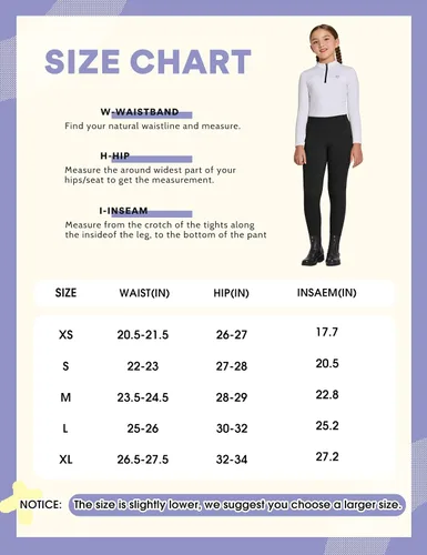 Miniatura 7 de FitsT4 - Pantalones de equitación con forro polar de invierno para niñas, de silicona, con bolsillos