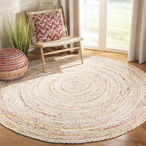 Miniatura 9 de SAFAVIEH Alfombra 8x10 - Colección Cape Cod - Grande - Beige y Multi, Jute y Algodón Hecho a Mano, Diseño Trenzado Tejido (CAP202B)