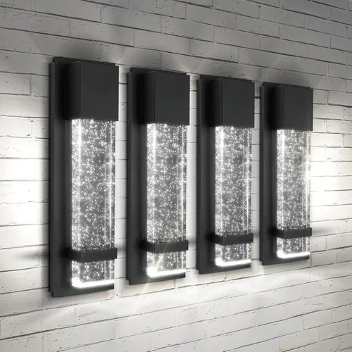 Miniatura 14 de ASD Lámpara de pared LED de vidrio burbuja de 24 pulgadas, aplique texturizado para exteriores e interiores 3CCT, impermeable, regulable, Negro