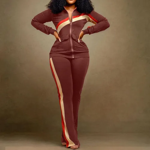 Miniatura 2 de DUOWEI Conjunto de ropa de esquí para mujer, ropa deportiva de moda, pantalones de dos piezas, conjunto de bolsillo, trajes de chándal para mujer