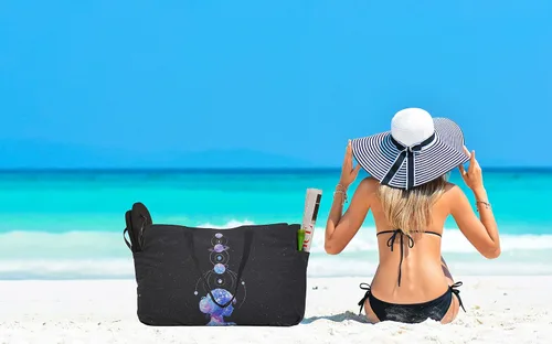 Miniatura 6 de HEALTHY DREAM Elegante bolso de mano para mujer Bolso grande con asas de correa para el hombro yoga, playa, deportes, naturaleza y compras