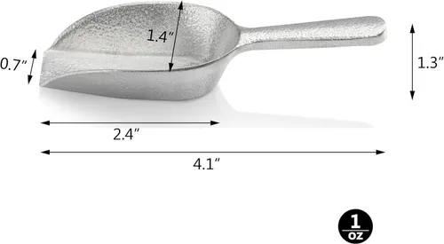Miniatura 3 de New Star Foodservice 34622 Cuchara de utilidad de fondo plano de aluminio fundido, 1 oz, tamaño extra pequeño, plateado (solo lavado a mano)